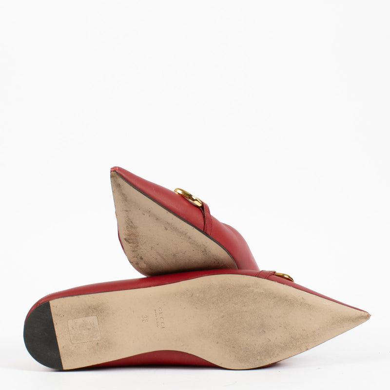 Gucci Red Horsebit Chain Flats - size 38