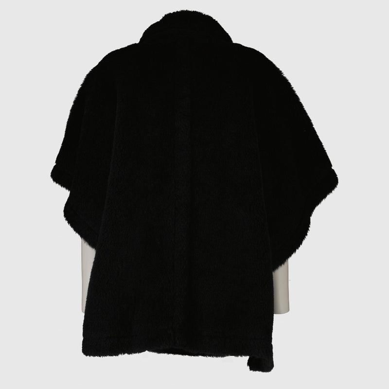 Max Mara Black Teddy Cape Tebe Coat