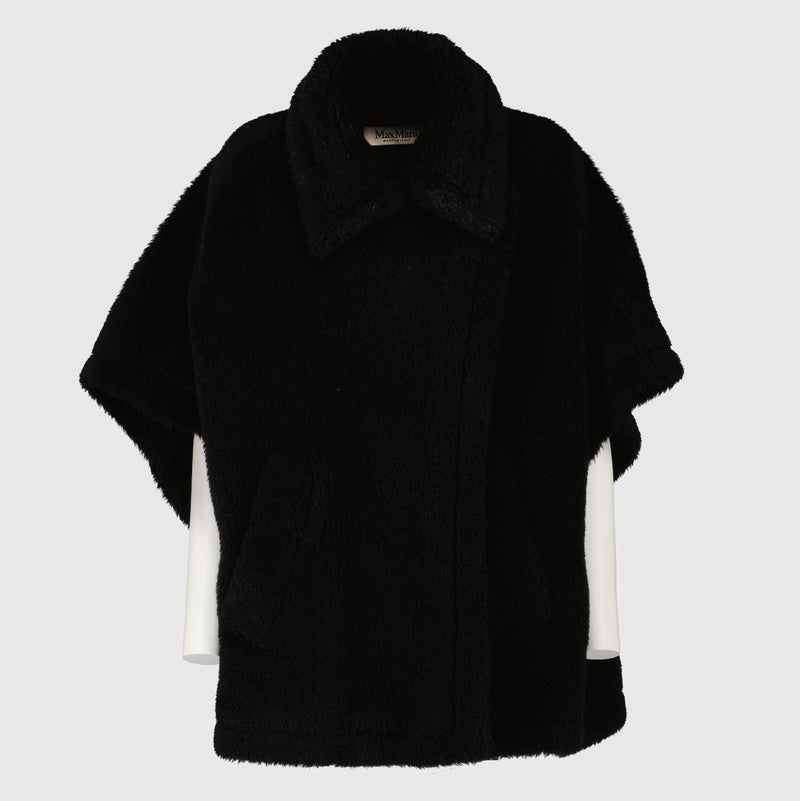 Max Mara Black Teddy Cape Tebe Coat