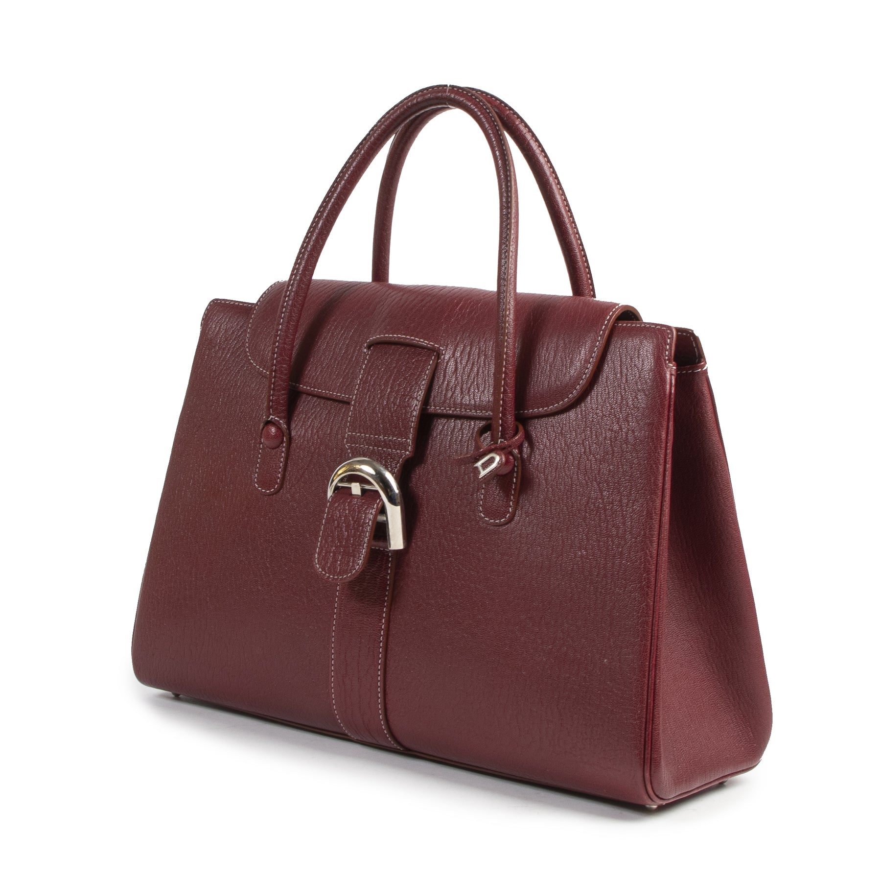 Authentieke Tweedehands Delvaux Red Leather Cabriolet Bag juiste prijs veilig online shoppen luxe merken webshop winkelen Antwerpen België mode fashion