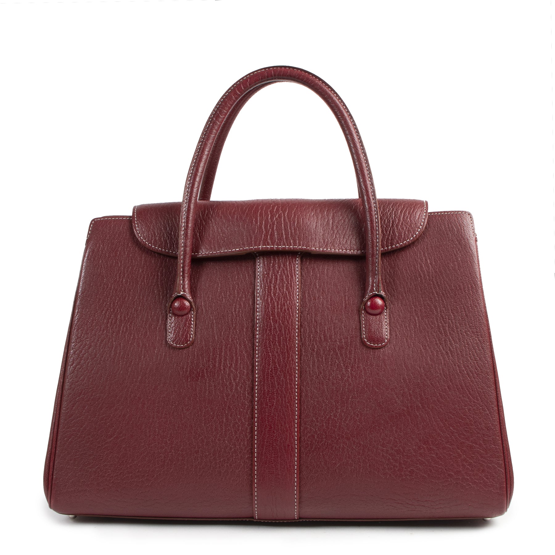 Authentic secondhand Delvaux Red Leather Cabriolet Bag designer bags fashion luxury vintage webshop safe secure online shopping