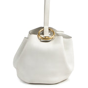 Authentieke Tweedehands Delvaux White Leather Rose des Vents Bucket Bag juiste prijs veilig online shoppen luxe merken webshop winkelen Antwerpen België mode fashion