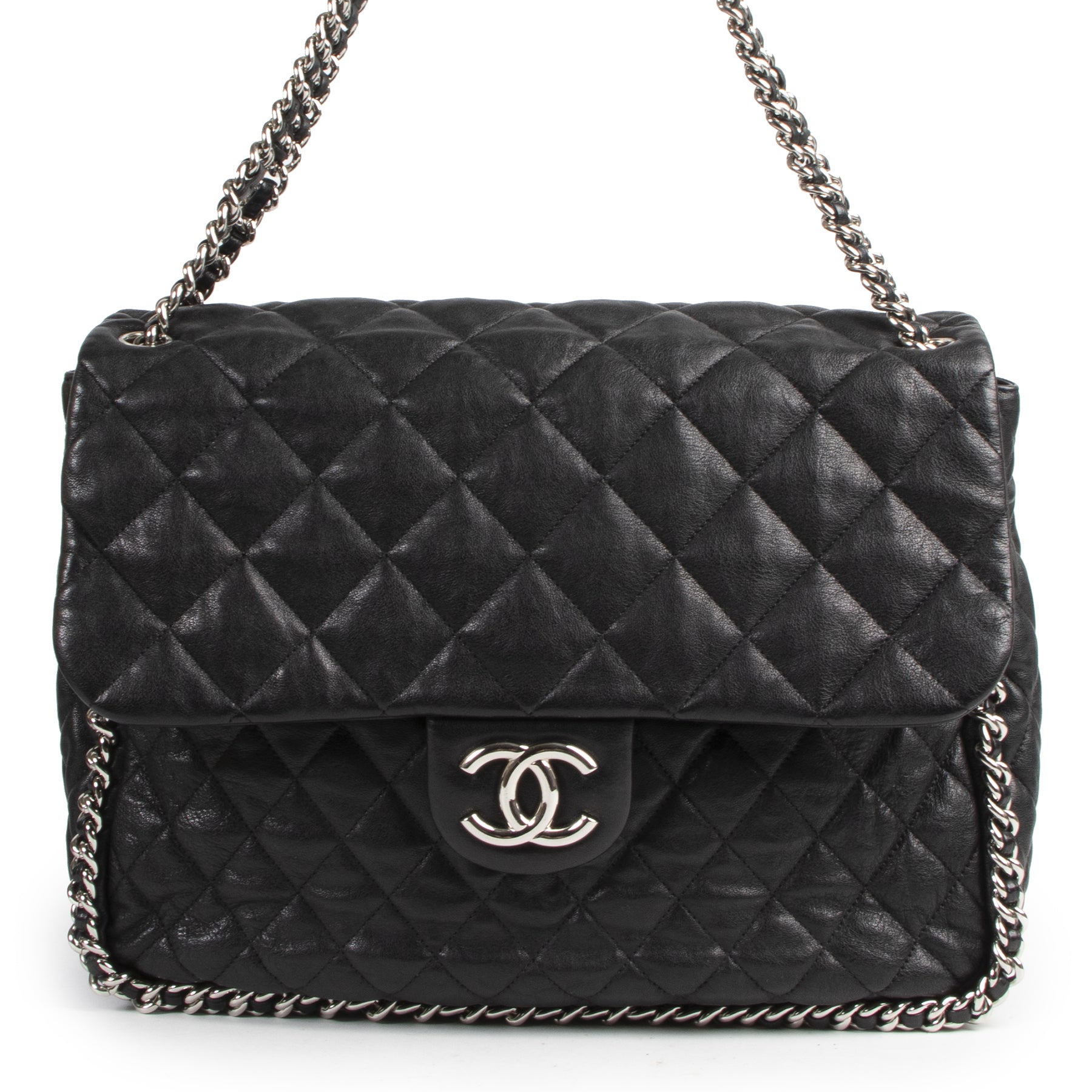 Authentieke Tweedehands Chanel Black Quilted Leather Shoulder Bag juiste prijs veilig online shoppen luxe merken webshop winkelen Antwerpen België mode fashion