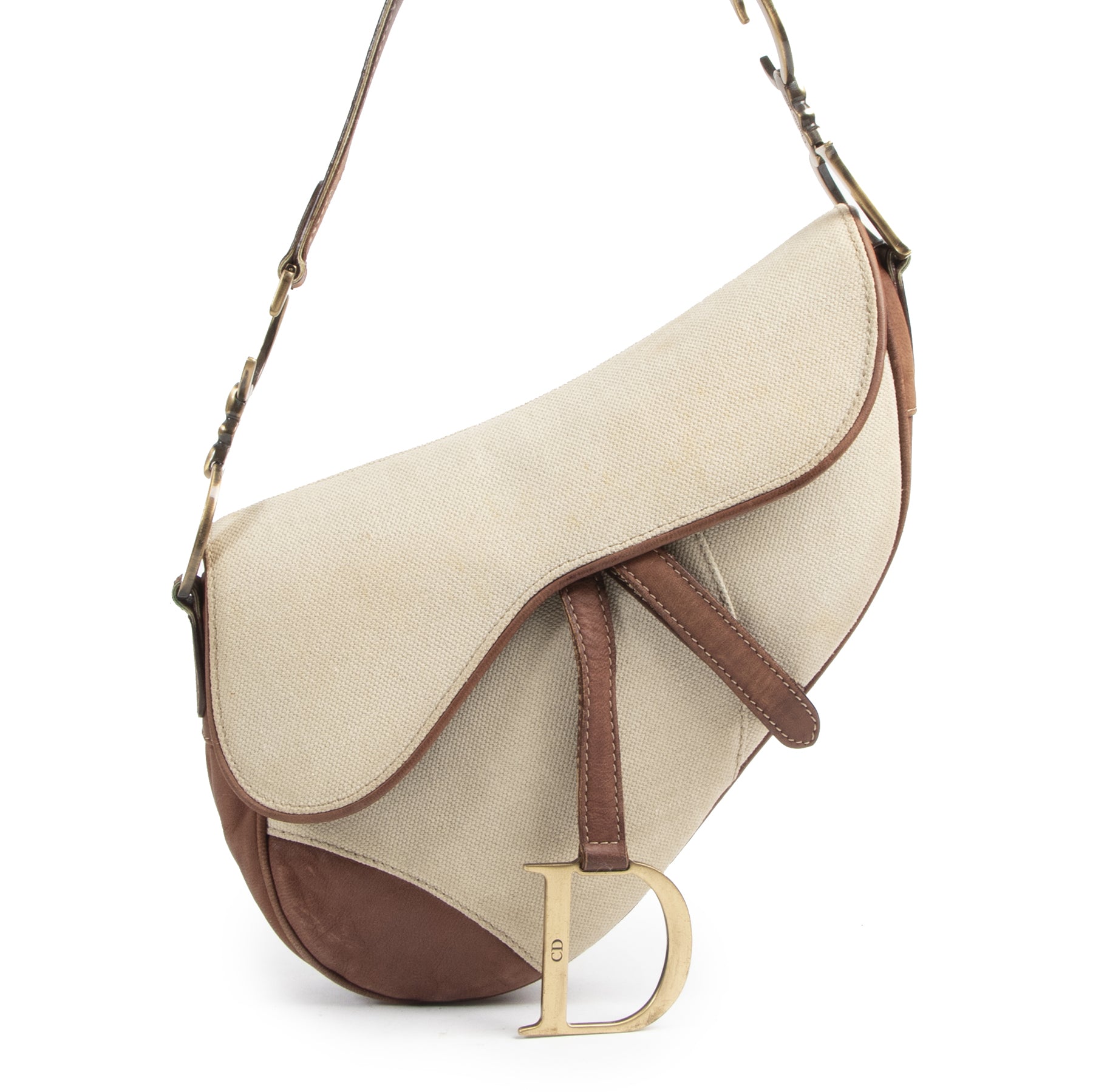 Authentic secondhand Dior Beige Saddle Bag designer bags fashion luxury vintage webshop safe secure online shopping