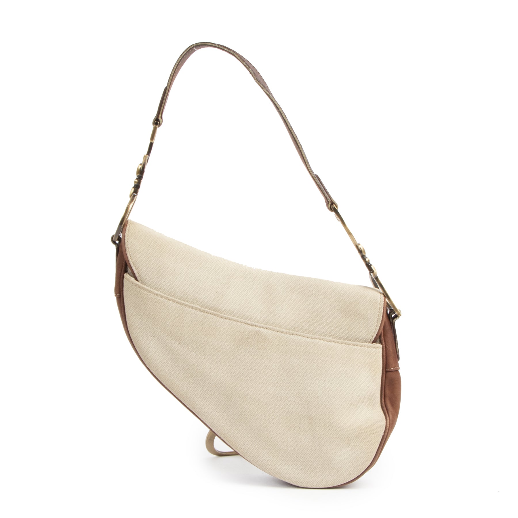 Authentieke Tweedehands Dior Beige Saddle Bag juiste prijs veilig online shoppen luxe merken webshop winkelen Antwerpen België mode fashion