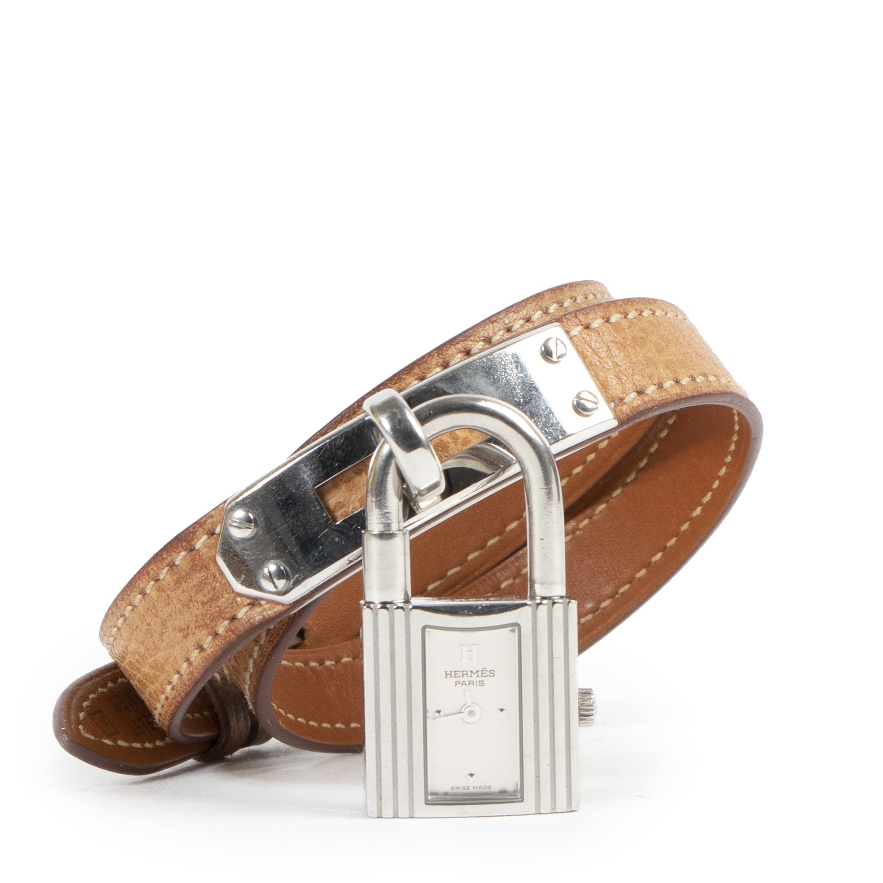Authentic secondhand Hermès Kelly Silver Watch - Size Large designer accessories fashion luxury vintage webshop