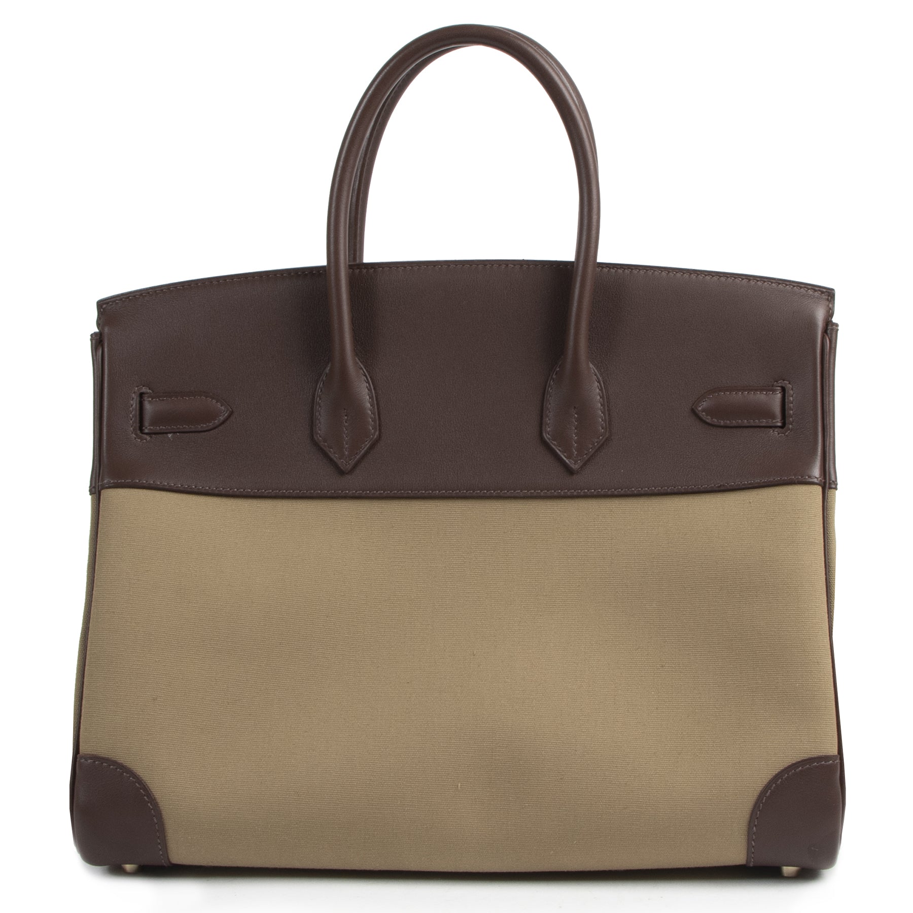 Hermès Birkin 35 Toile Officier Khaki / Havane Swift GHW