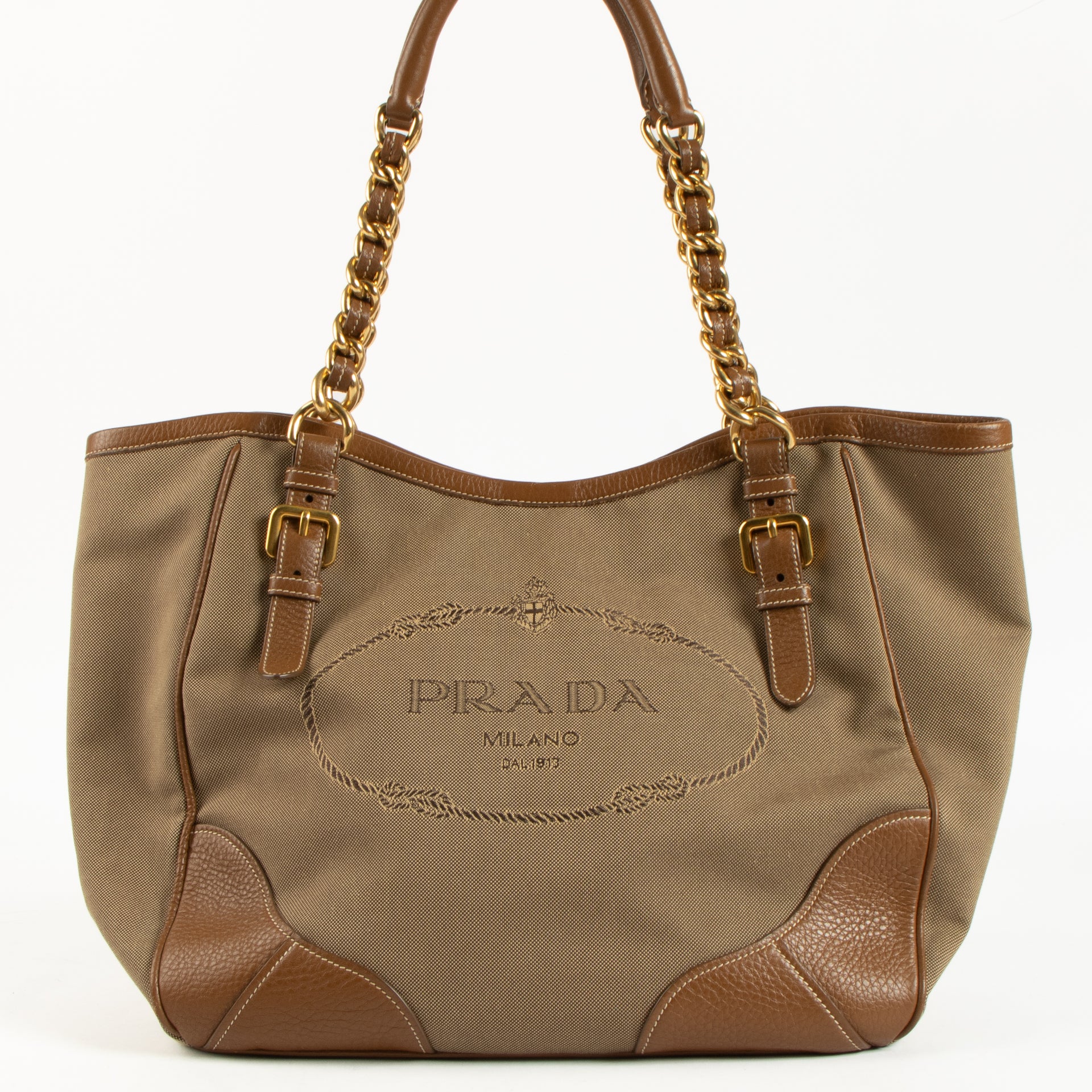 Shop the authentic Prada Beige Jacquard Shoulder Bag on Labellov.com !