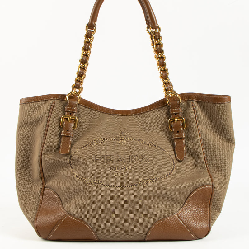 Shop the authentic Prada Beige Jacquard Shoulder Bag on Labellov.com !