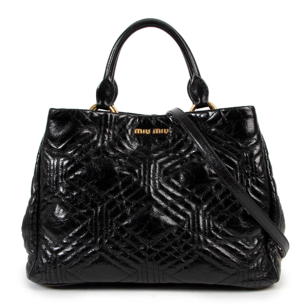 Miu Miu Vitello Shine Trapu Shoulder Bag