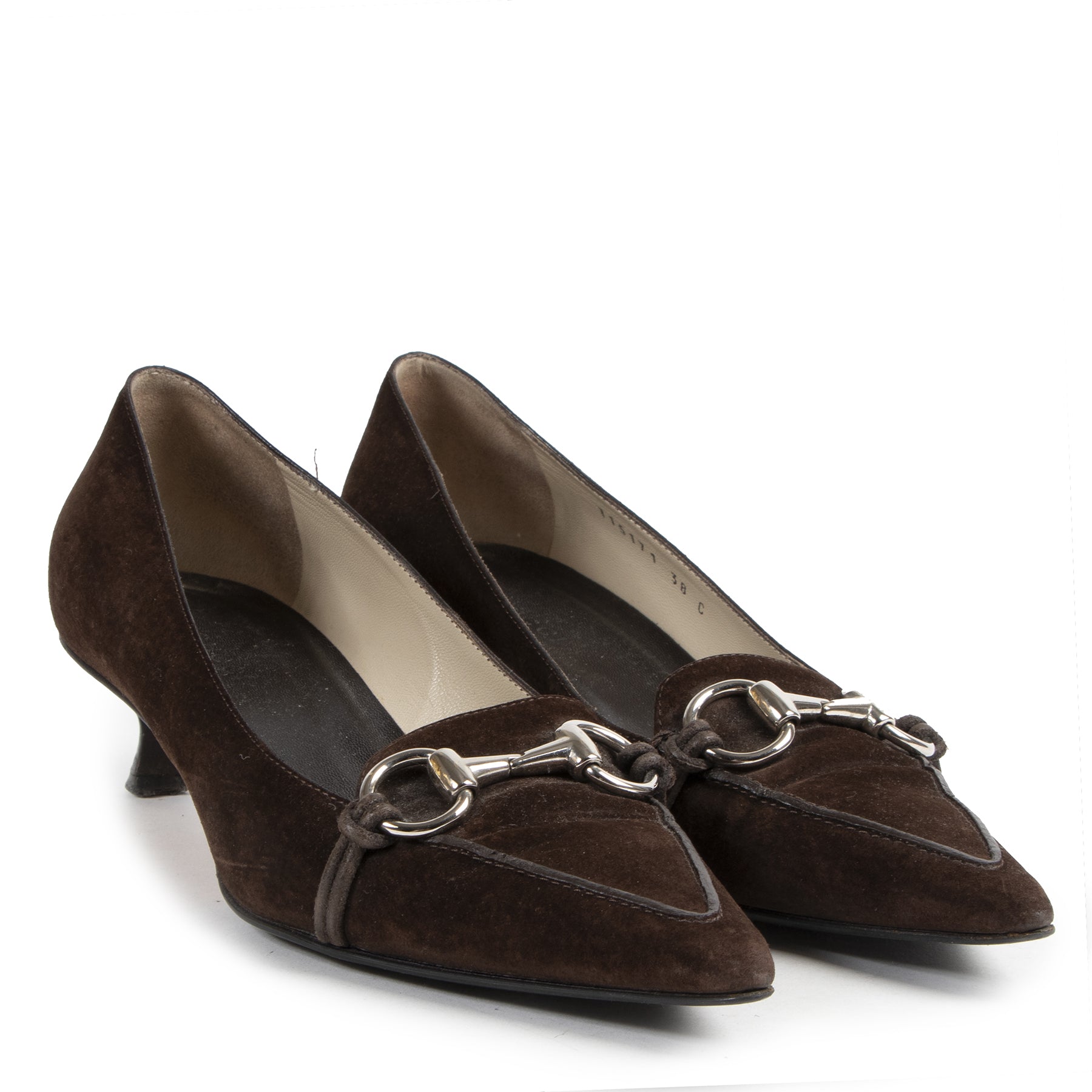 Authentic secondhand Gucci Brown Suede Kitten Heels - Size 38 designer shoes pumps fashion luxury vintage webshop safe secure online shopping
