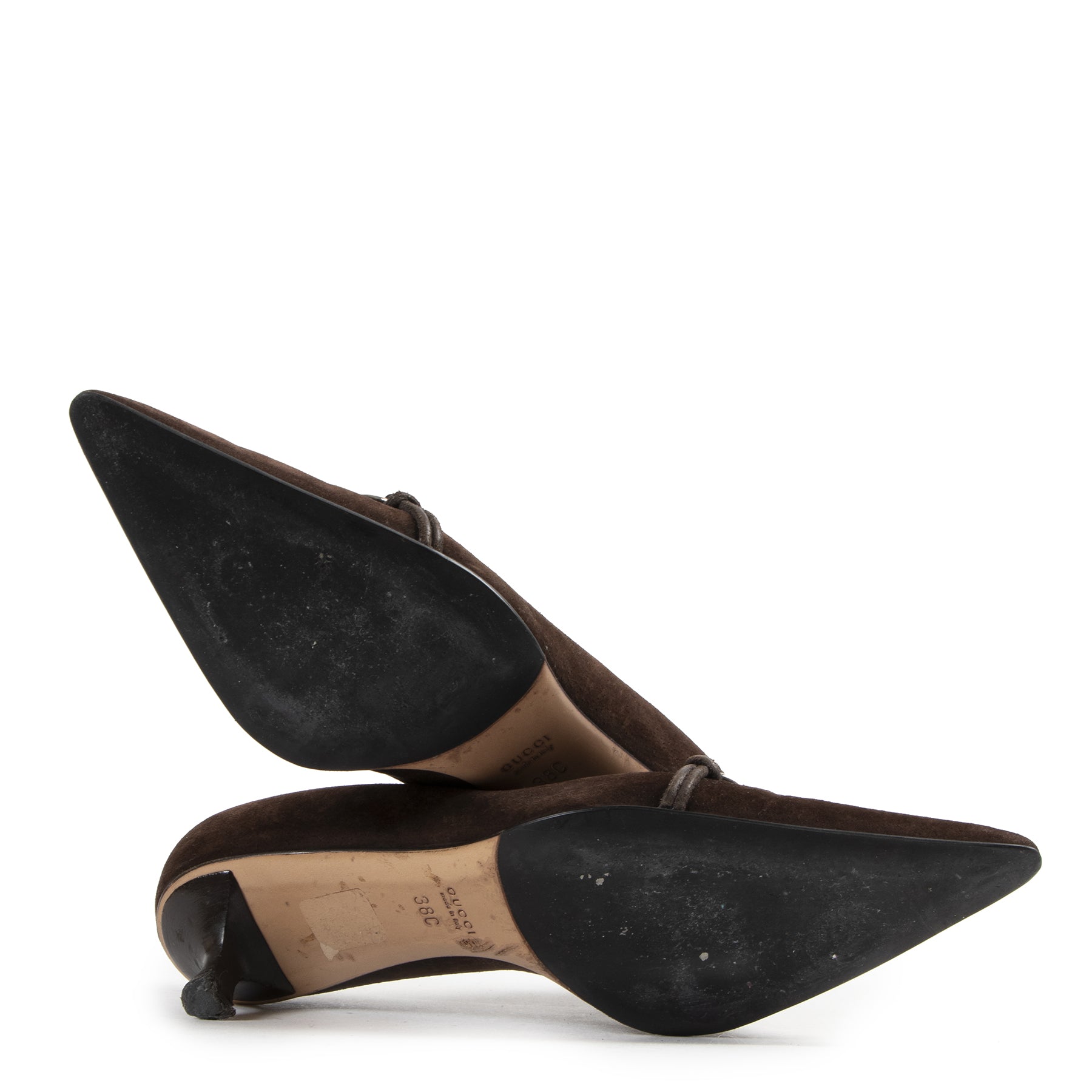 Authentic secondhand Gucci Brown Suede Kitten Heels - Size 38 designer shoes pumps fashion luxury vintage webshop safe secure online shopping