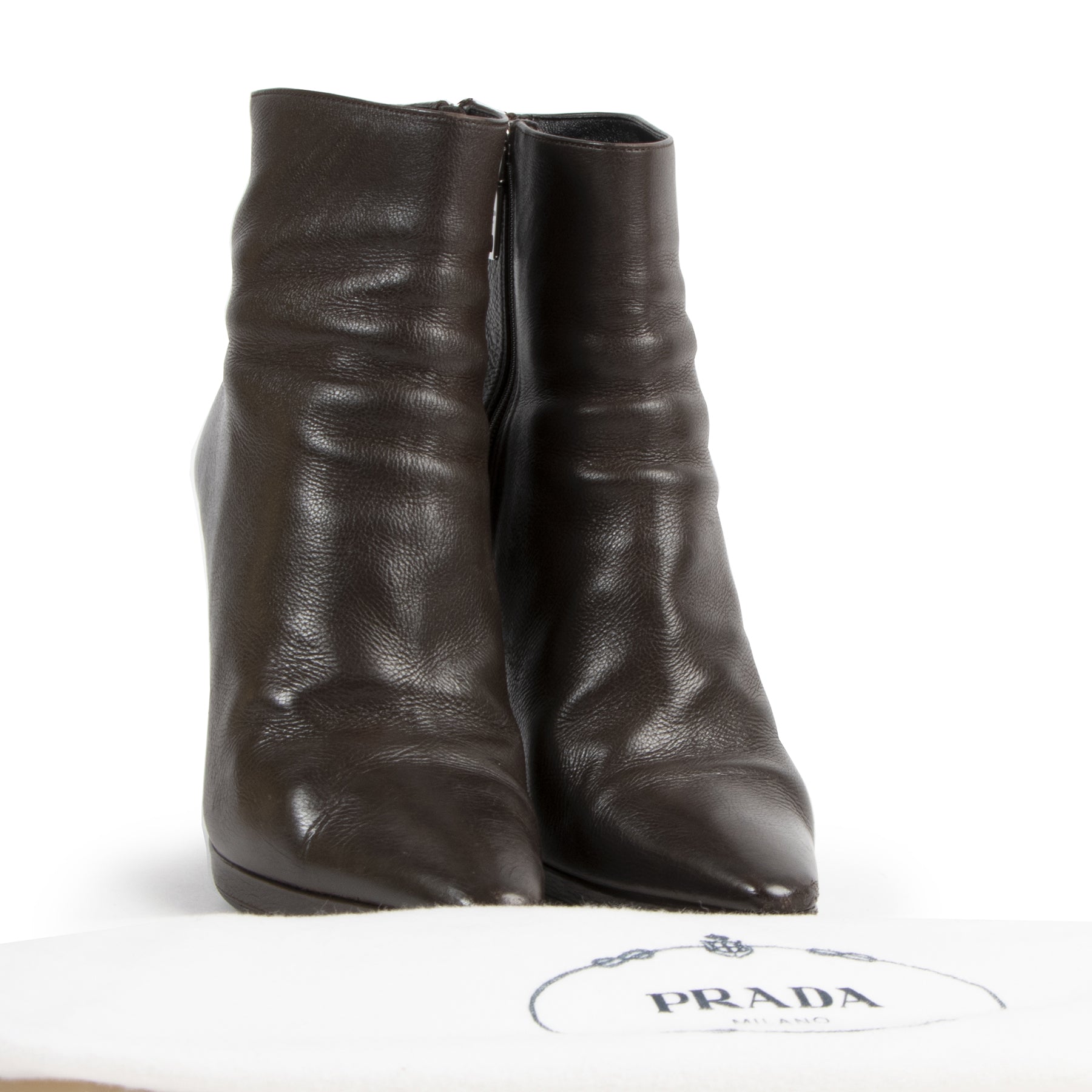 Prada Brown Leather Ankle Boots kopen en verkopen aan de beste prijs