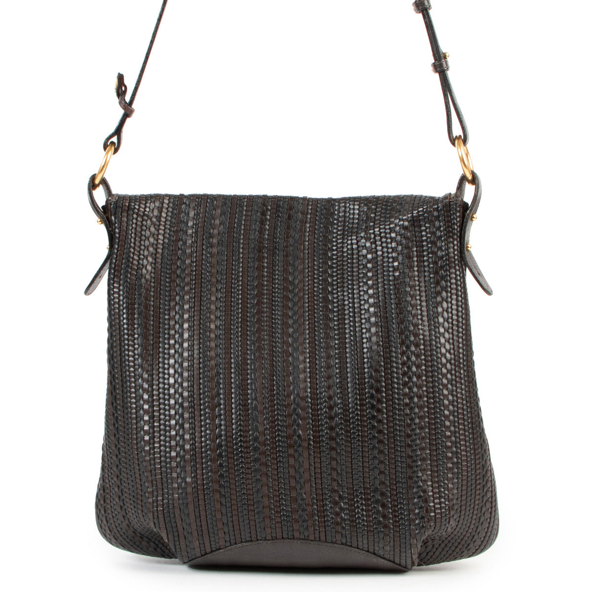 Sac bandoulière Delvaux en toile de cuir marron