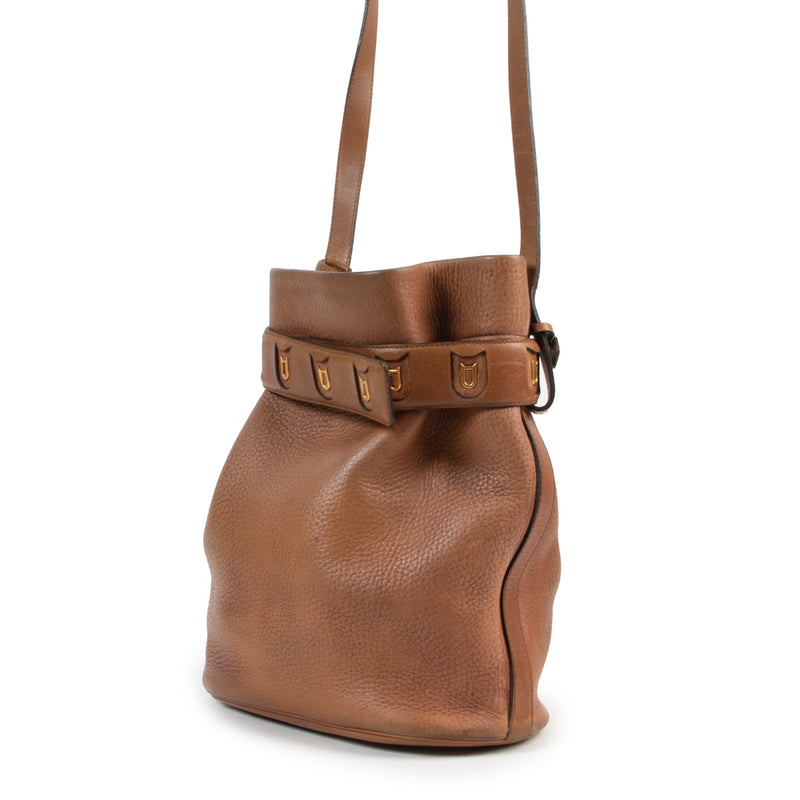 shop safe online Delvaux Camel Leather Calicot Bucket Bag