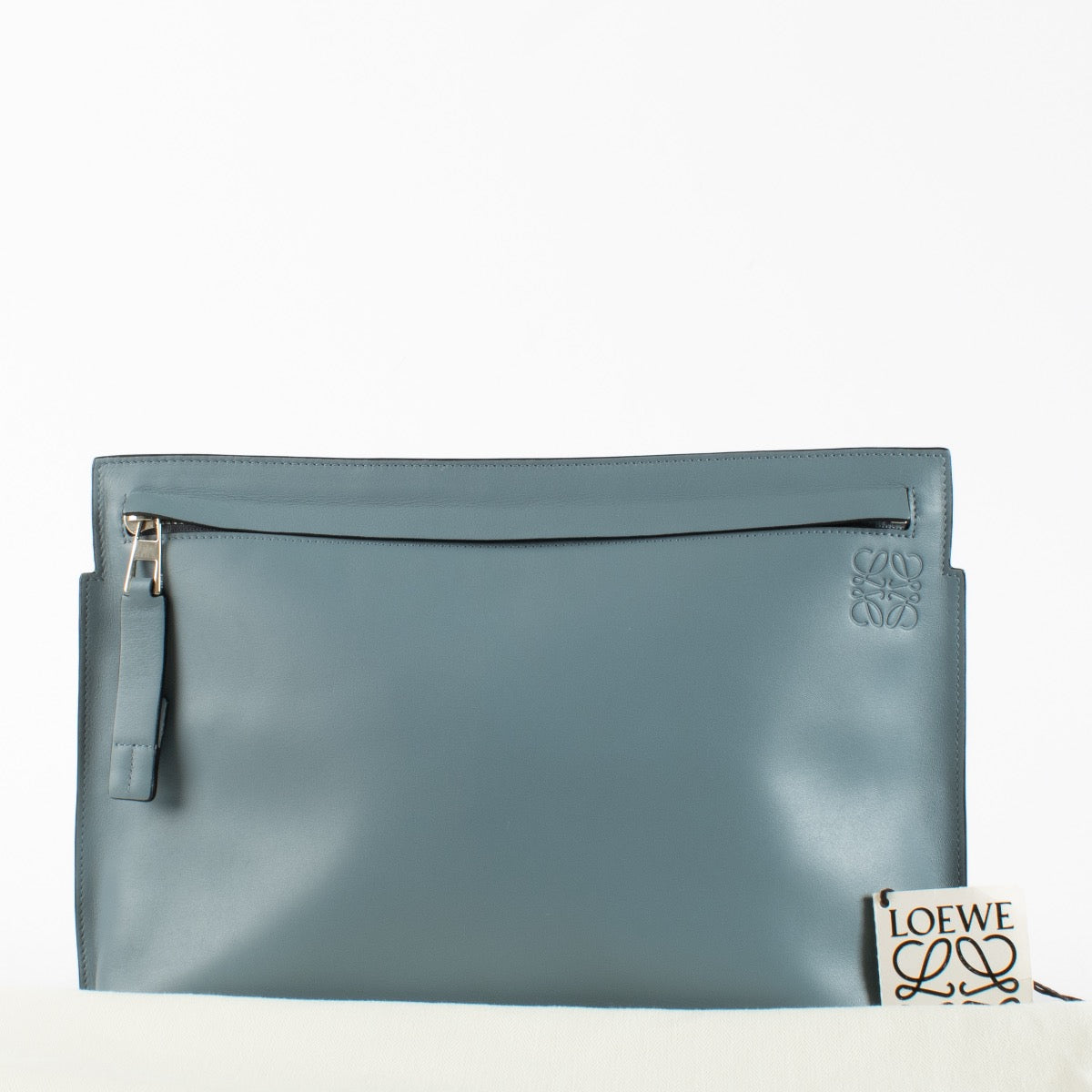 Authentic Second Hand Loewe Stone Blue T Pouch Clutch on Labellov.com