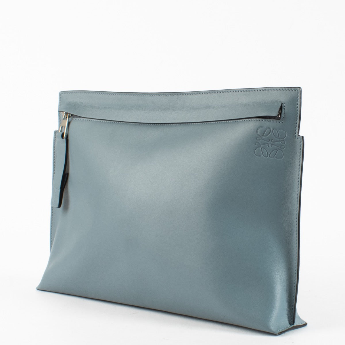Authentic Second Hand Loewe Stone Blue T Pouch Clutch on Labellov.com