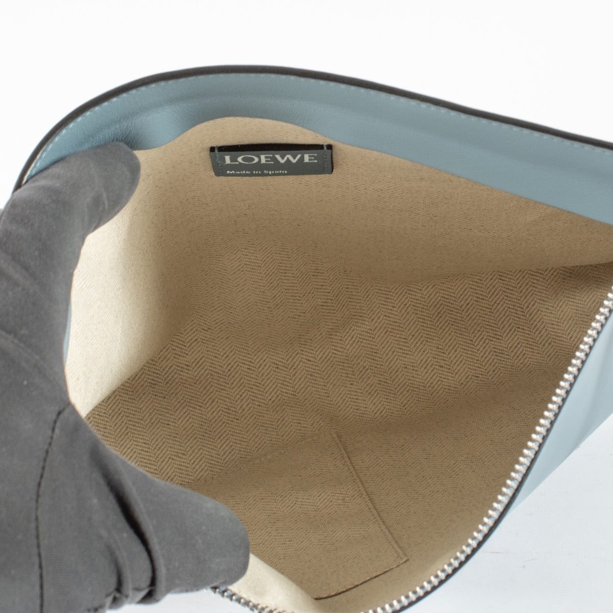 Authentic Second Hand Loewe Stone Blue T Pouch Clutch on Labellov.com