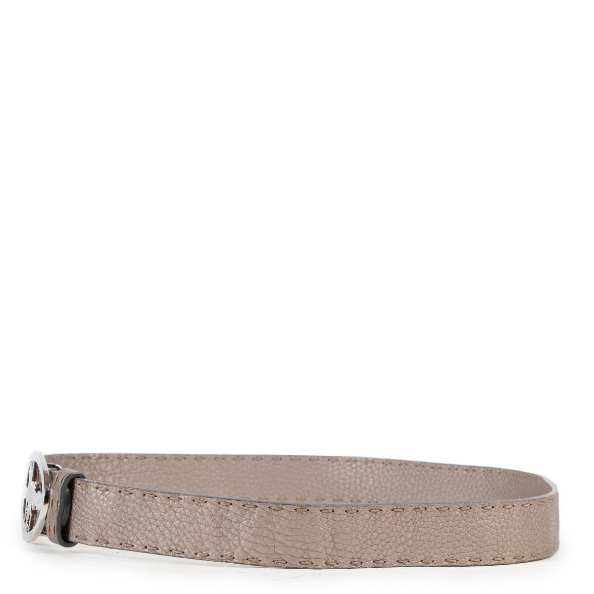 Shop safe online an authentic second hand Fendi Grey Leather Belt in Size 95 in very good preloved condition and at the right price at Labellov.com.