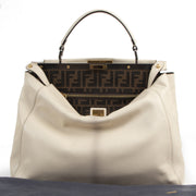 Authentic secondhand Fendi White Leather Peekaboo Bag designer bags fashion luxury vintage webshop safe secure online shopping