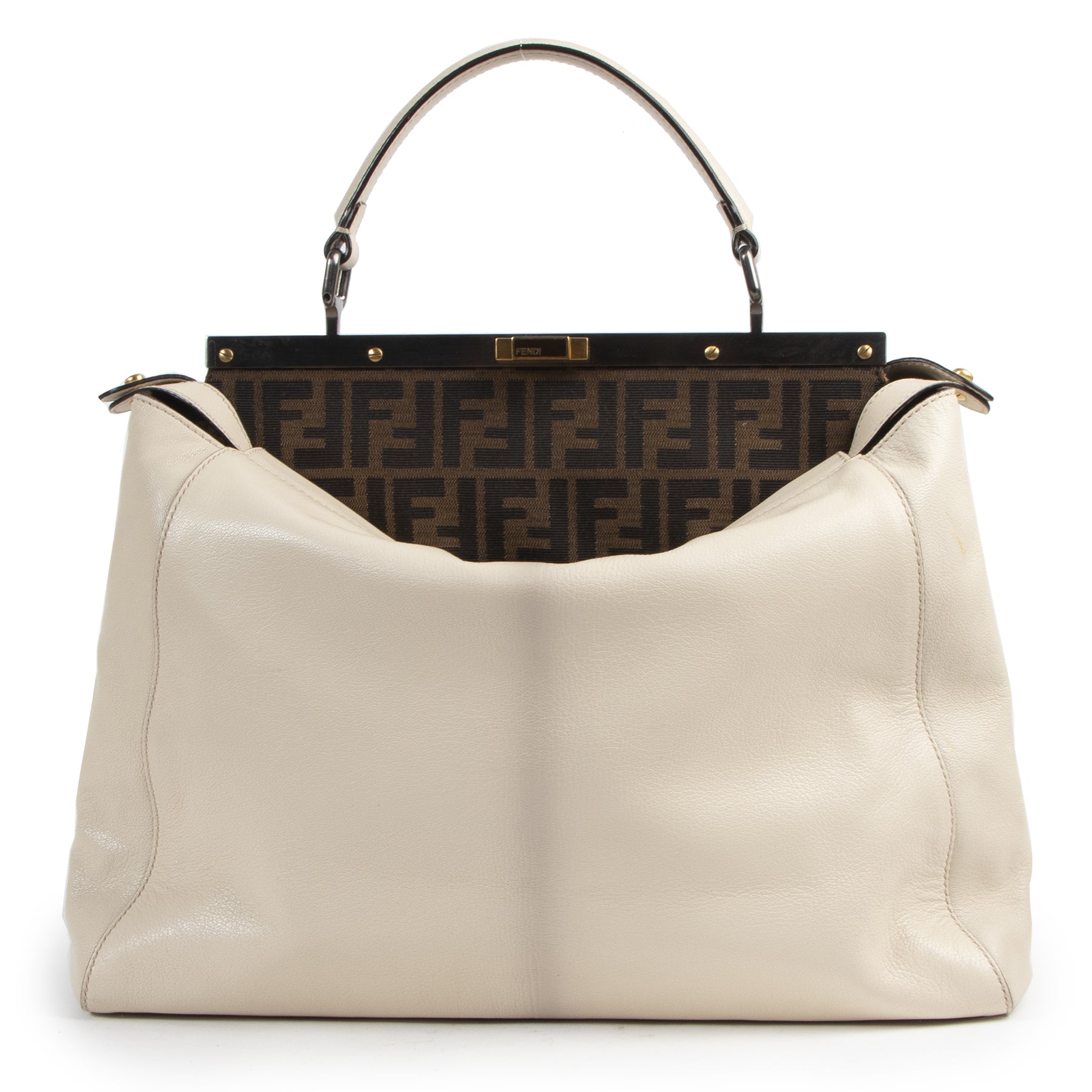 Authentic secondhand Fendi White Leather Peekaboo Bag designer bags fashion luxury vintage webshop safe secure online shopping
