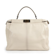 Authentieke Tweedehands Fendi White Leather Peekaboo Bag juiste prijs veilig online shoppen luxe merken webshop winkelen Antwerpen België mode fashion