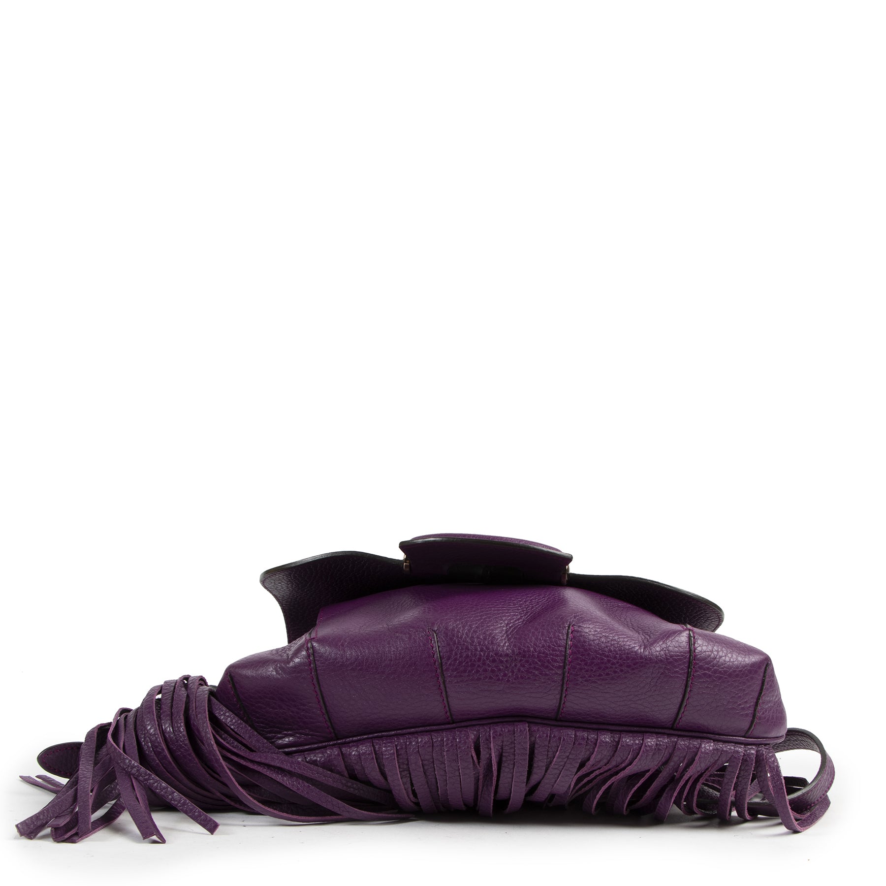 Authentic secondhand Gucci Purple Nouveau Suede Fringe Shoulder Bag designer bags fashion luxury vintage webshop safe secure online shopping