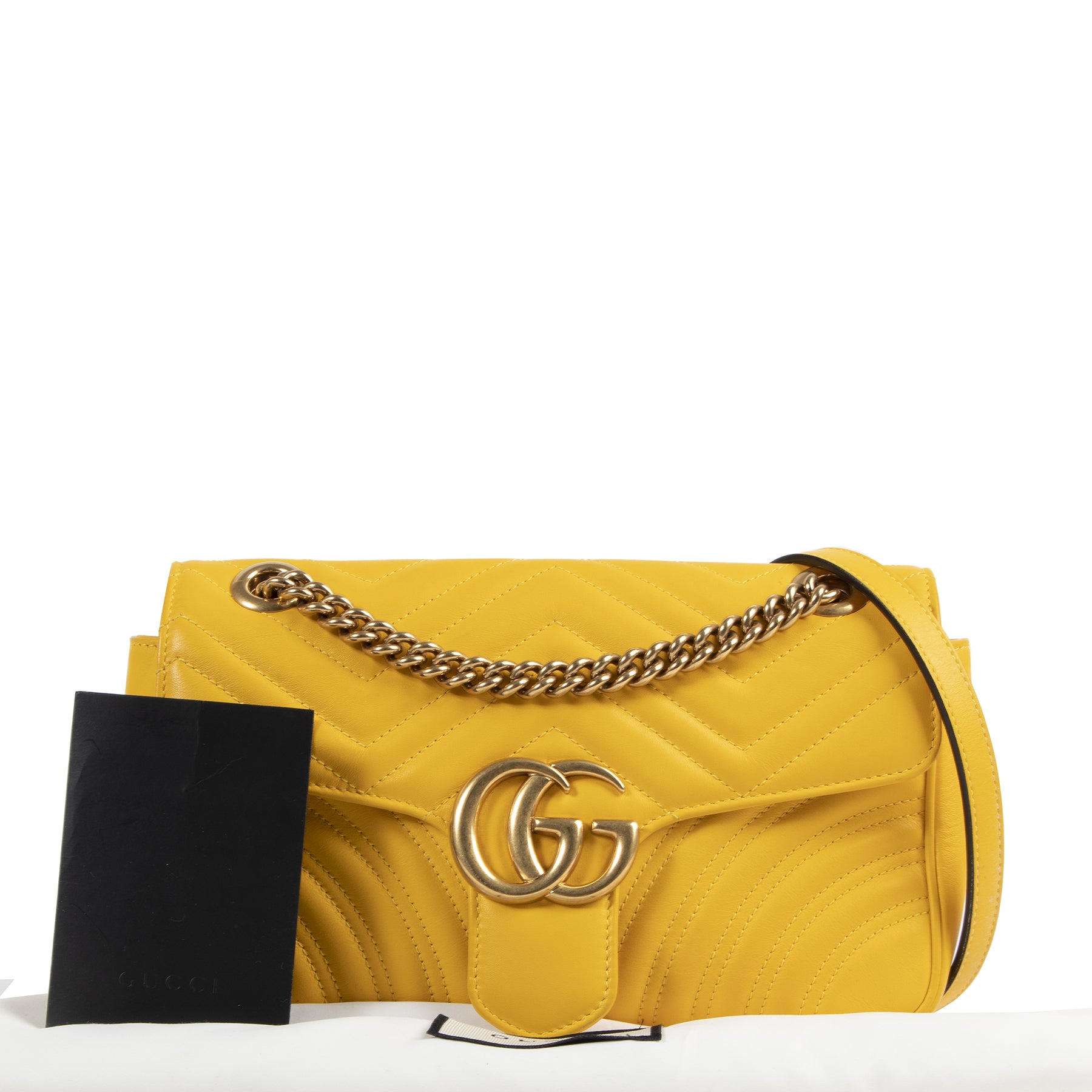 Gucci Yellow Leather GG Marmont Shoulder Bag for the best price at Labellov secondhand luxury