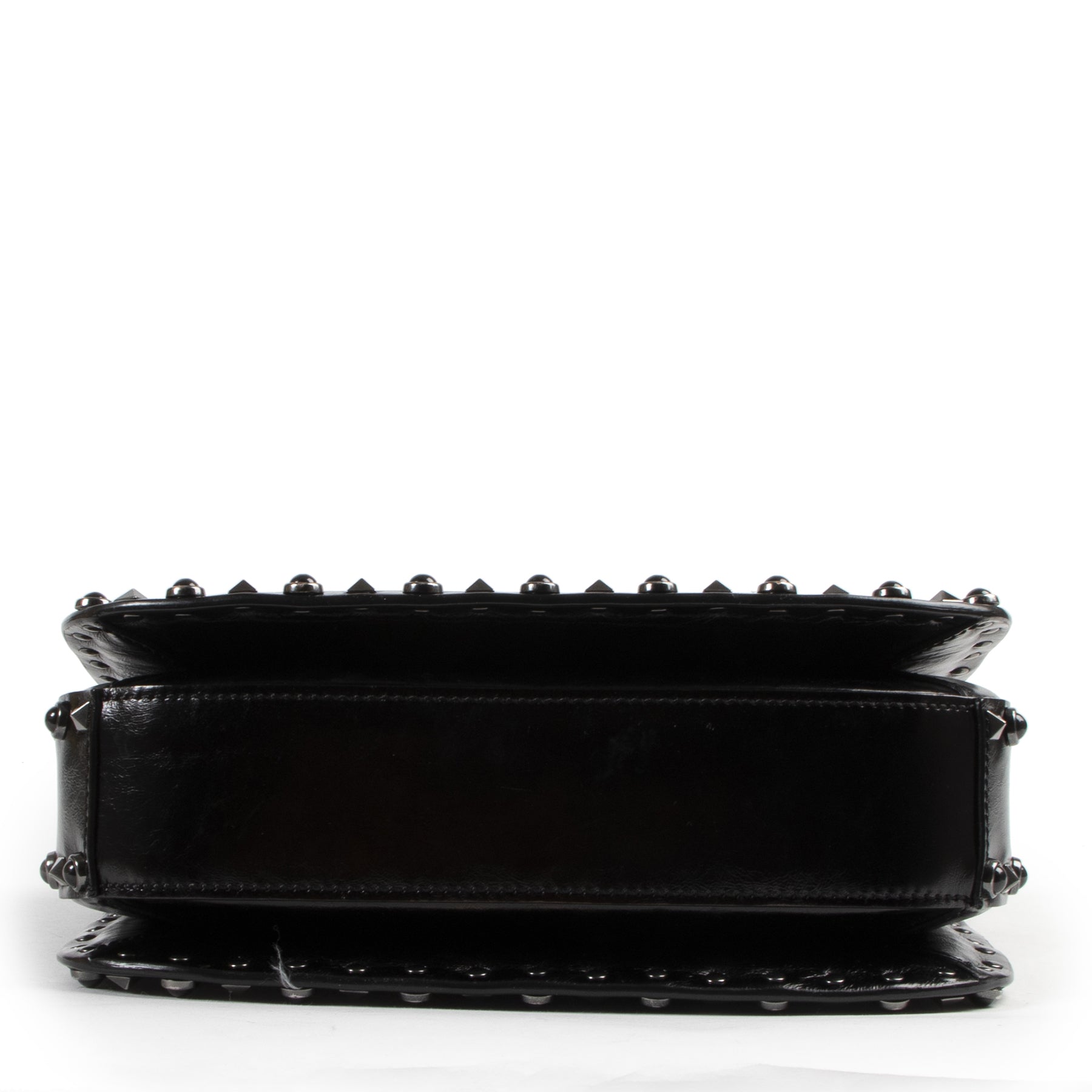 koop en verkoop uw authentieke designer Valentino Black Rockstud Rolling Pebbled Leather Shoulder Bag