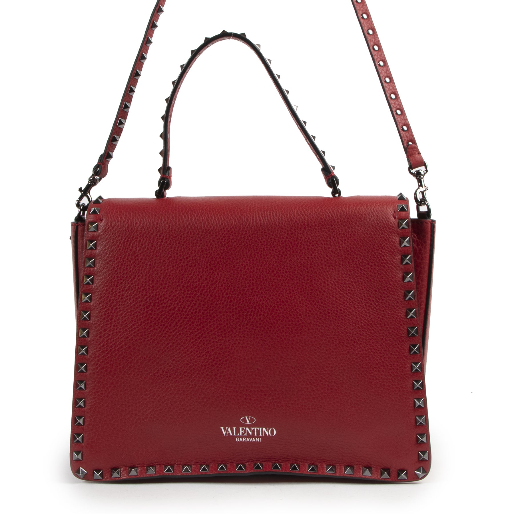 Valentino Garavani Red Leather Rockstud Shoulder Bag pour le meilleur prix chez Labellov