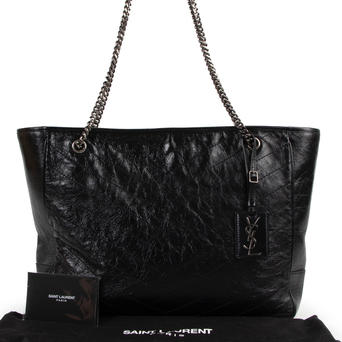 Shop safe online 100% authentic second hand Saint Laurent Black Niki Quilted Leather Tote Bag in very good condition at Labellov in Antwerp.