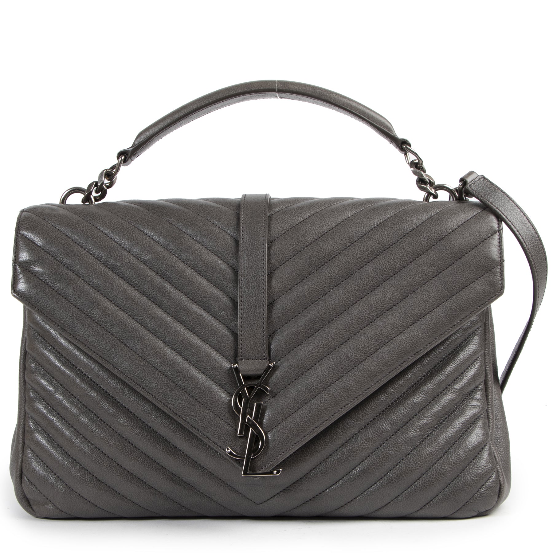 Buy and sell your authentic designer Saint Laurent Grey Leather College Bag