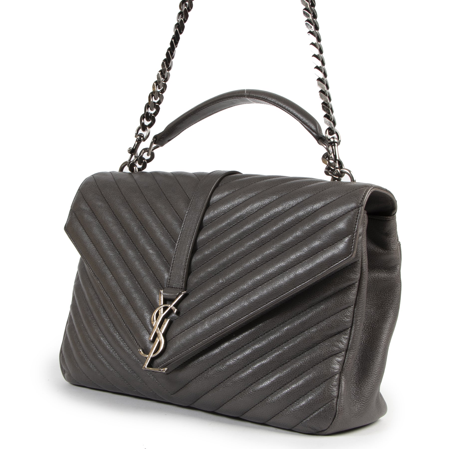 Saint Laurent Grey Leather College Bag for the best price at Labellov secondhand luxury