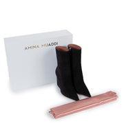Amina Muaddi Pernille Black Suede Wedge Boots