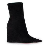 Amina Muaddi Pernille Black Suede Wedge Boots
