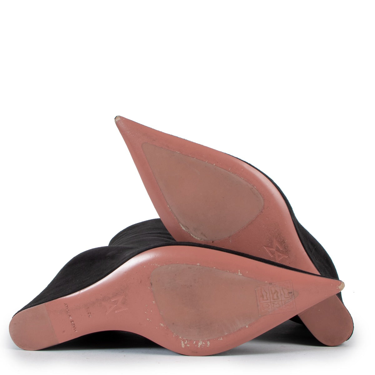 Amina Muaddi Pernille Zwarte Suede Wedge Laarzen - Maat 35.5