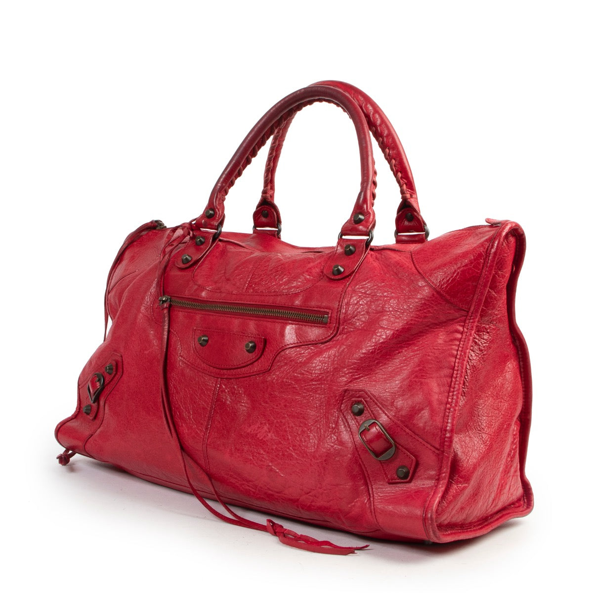 Balenciaga Red Agneau Classic Work Bag