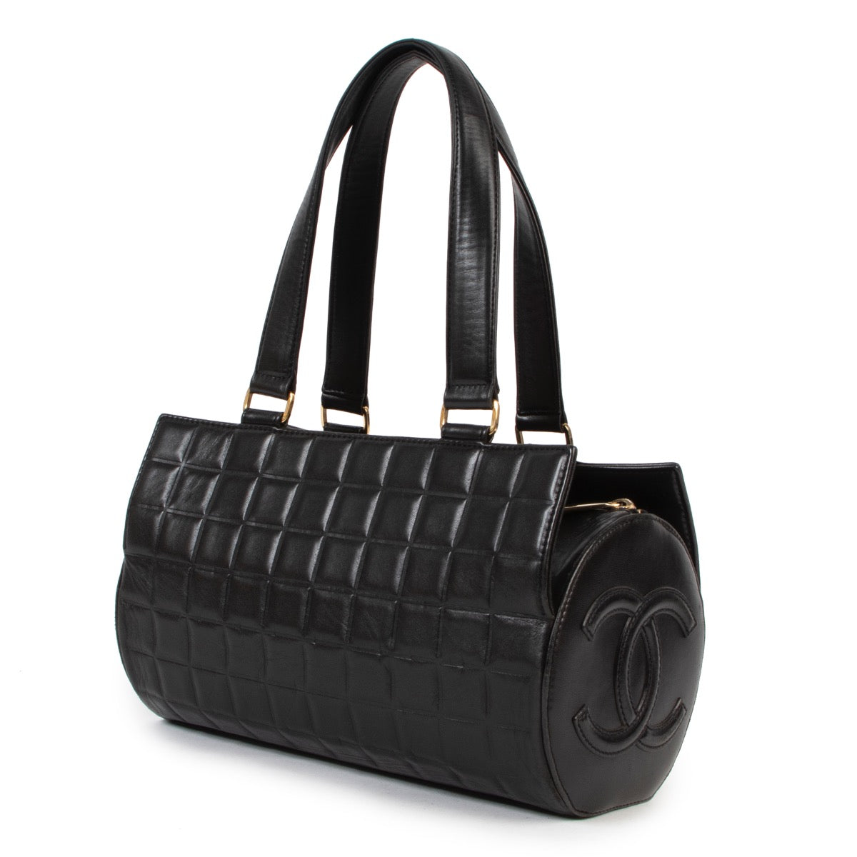 koop veilig online tegen de beste prijs Chanel Black Quilted Cylinder Bag