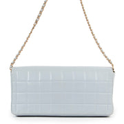 Gold chain straps and light blue lambskin bag by Chanel