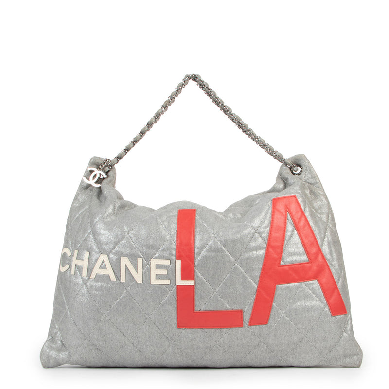 Chanel Cruise 2008 Runway Silver & Red LA Shoulder Bag