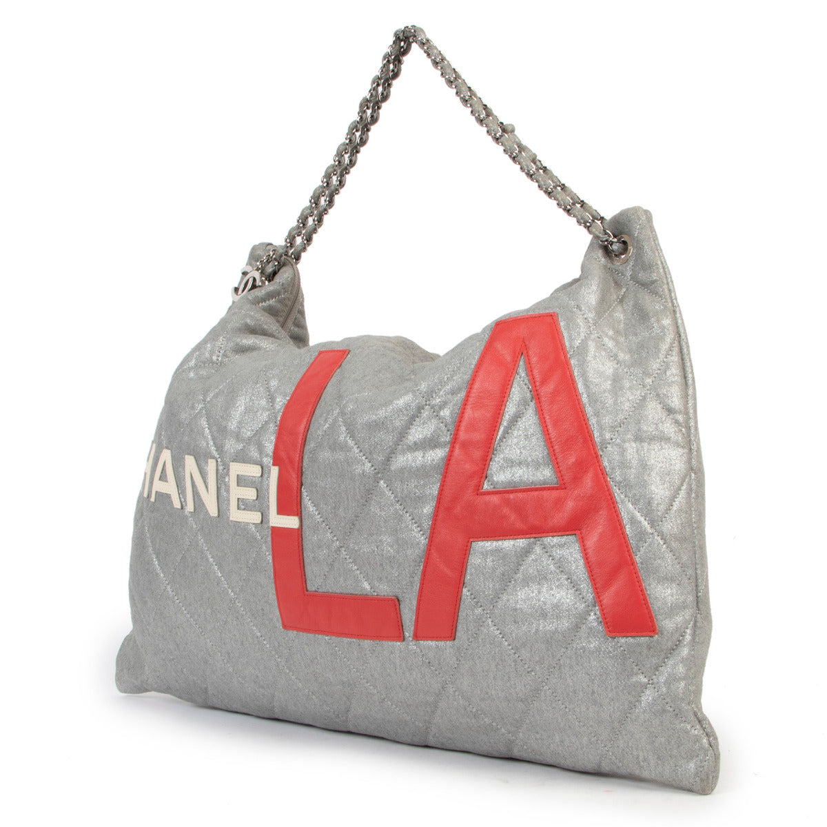 Chanel Cruise 2008 Runway Silver & Red LA Shoulder Bag