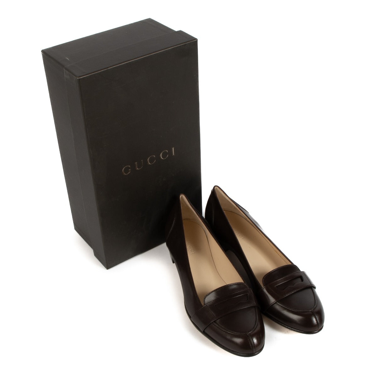 Gucci Brown Nappa Leather Loafer Flats