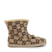 Gucci Beige GG Felt Horsebit Ankle Boots - Size 36.5