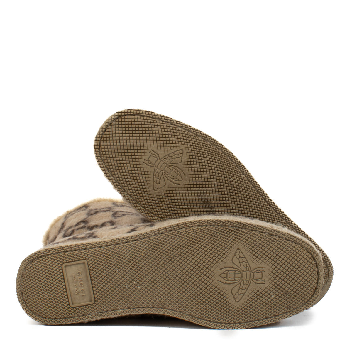 Gucci Bottines Horsebit en feutre GG beige - Taille 36.5