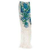 Gucci White Floral Silk Chiffon Fringed Scarf