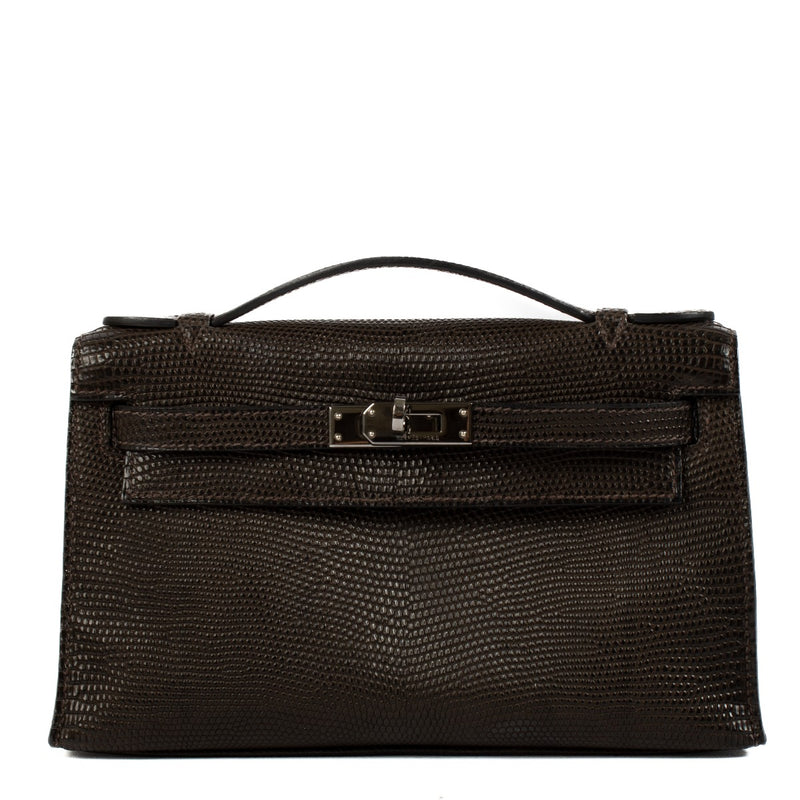 Hermès Kelly Mini Pochette Cocoan Matte Lizard Ruthenium Hardware