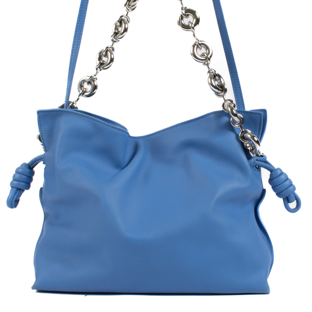 Loewe Blue Leather Flamenco Chain Clutch Bag