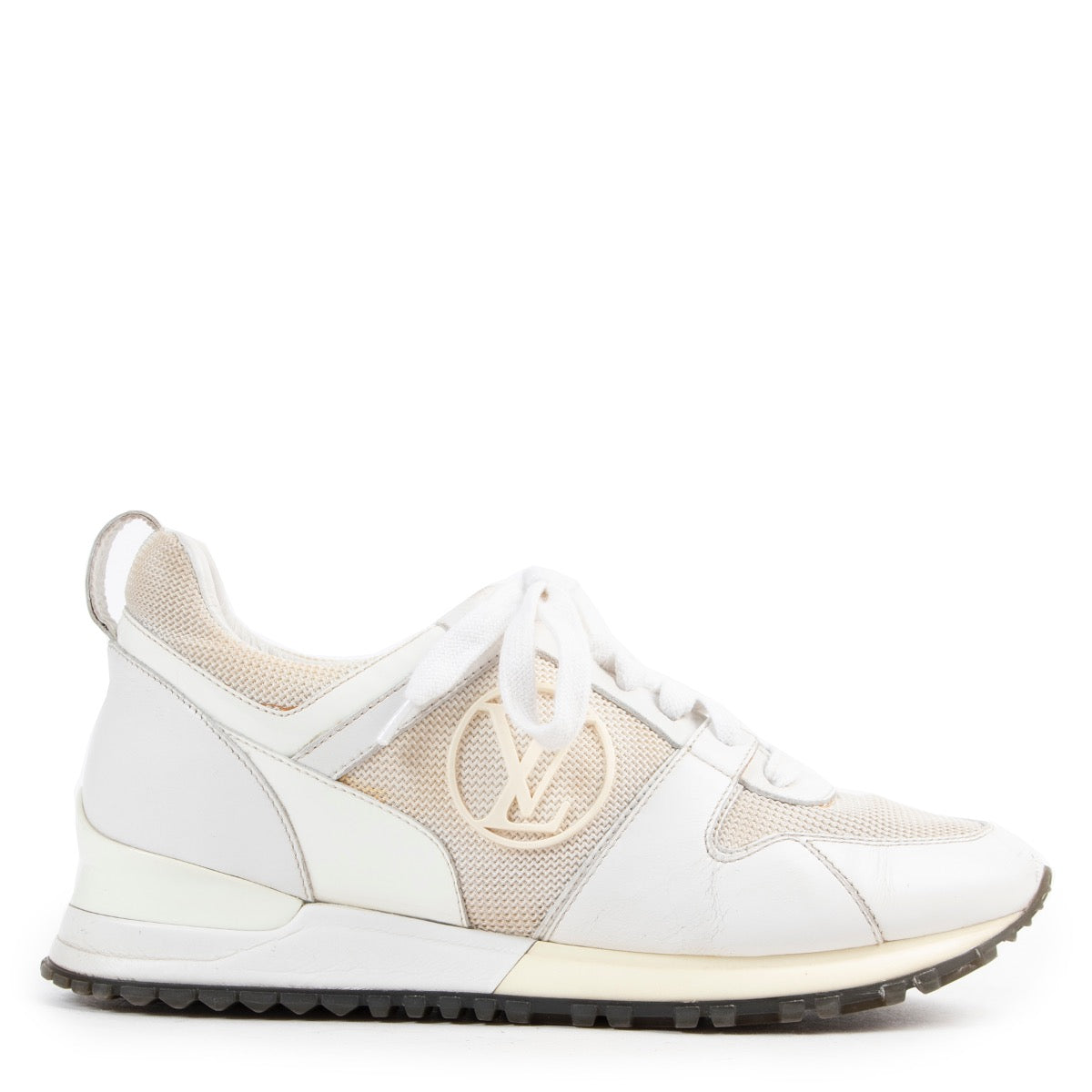 Shop safe online authentic second hand Louis Vuitton White Run Away Sneakers in Size 36,5 at the right price at Labellov.com.