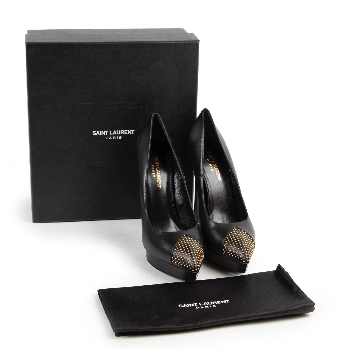 Shop safe online authentic Saint Laurent Black Studded Pumps in Size 39,5 at the right price at Labellov.Com
