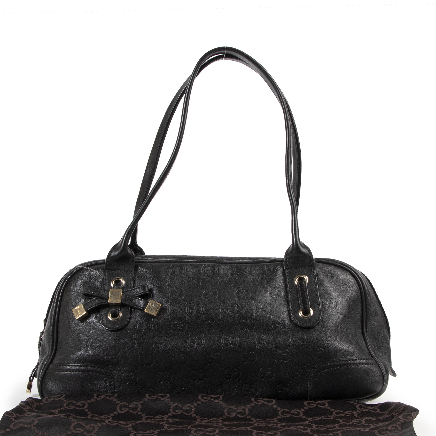 Authentic secondhand Gucci Black Princy GG Leather Mini Boston Bag designer bags fashion luxury vintage webshop safe secure online shopping